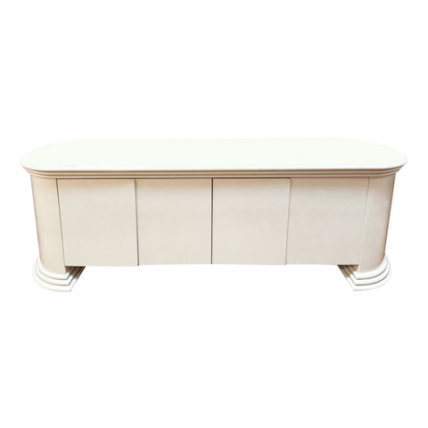 White Elevated Curved Edge Credenza Cabinet