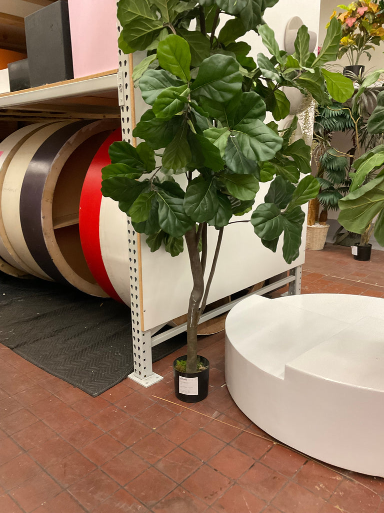Large Faux Tree Black Cylinder Planter