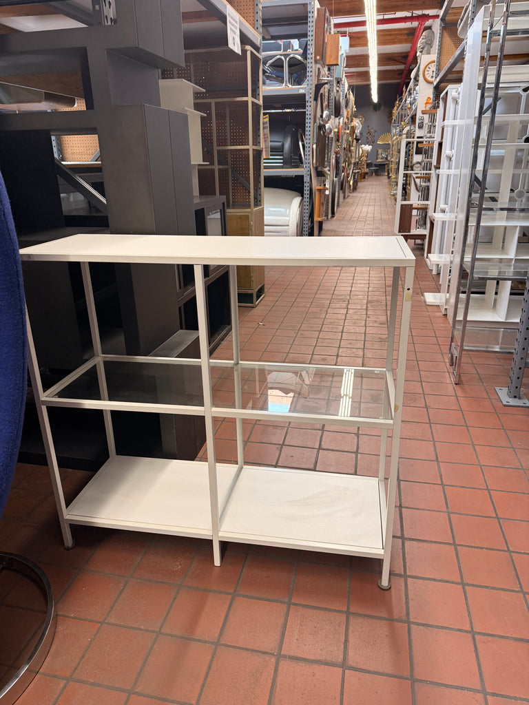 3-Tier White Table with Glass Shelf