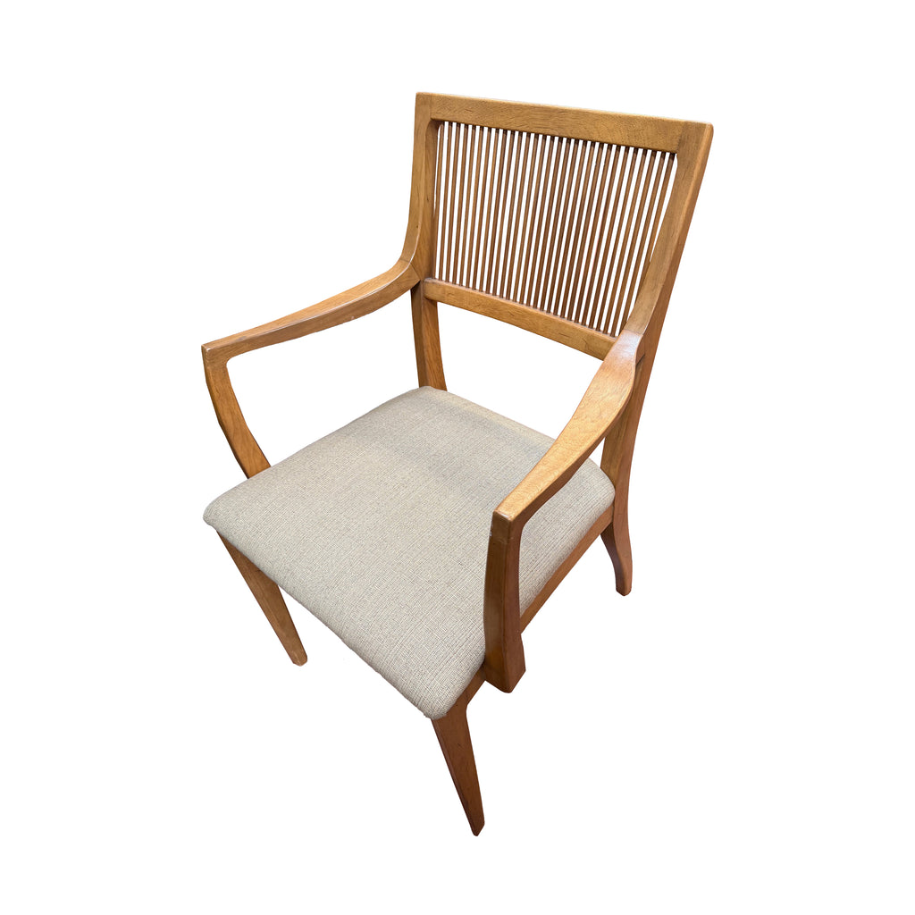 Wood & Beige Slatted Dining Chair