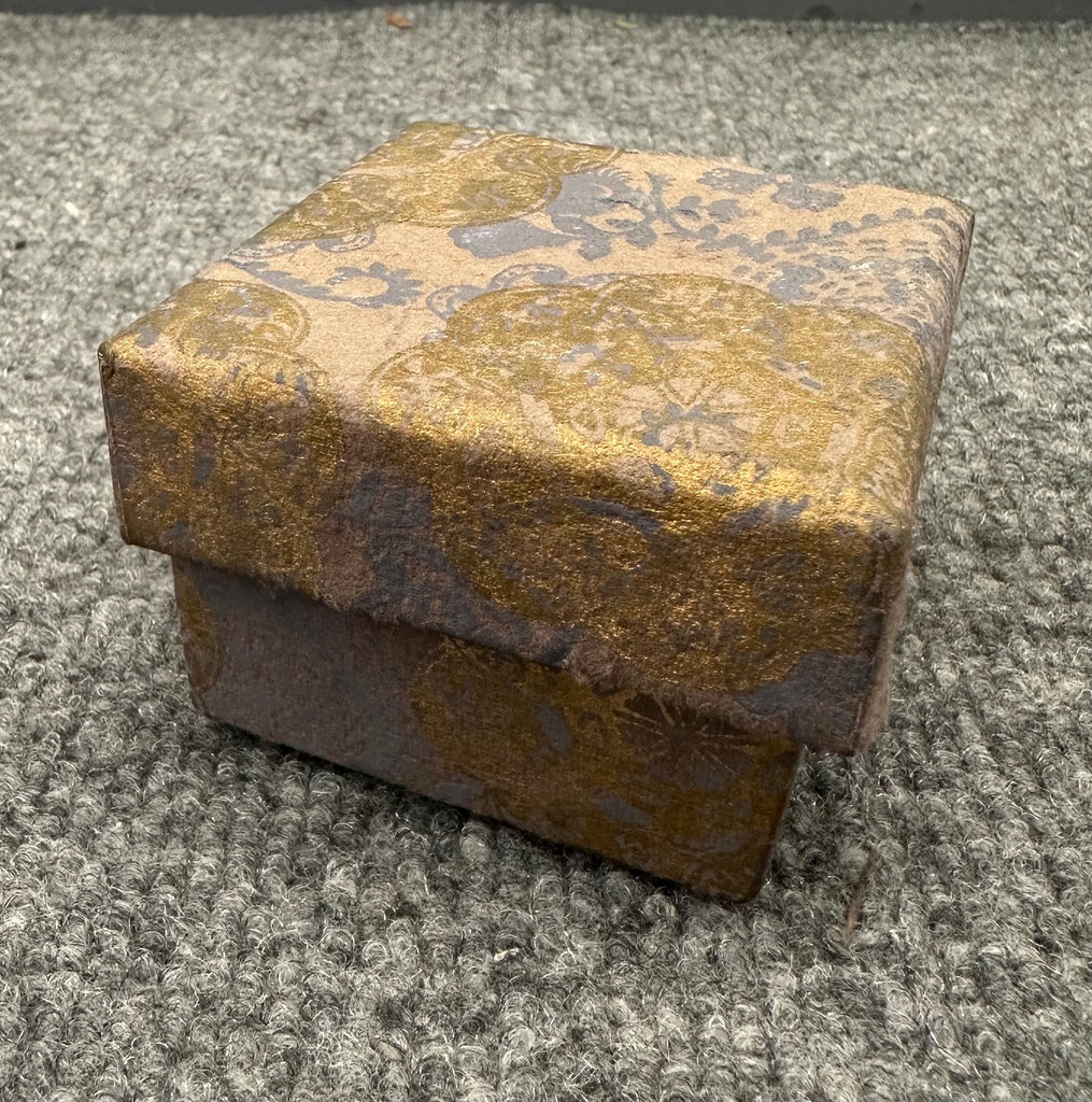 Muted Gold and Gray Floral Patterned Cardboard Decorative Box