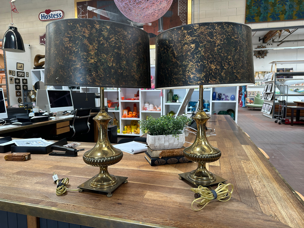 Gold Lamp w/ Black Marble Shade