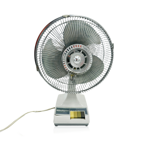 Vintage White Plastic and Chrome Oscillating Desk Fan