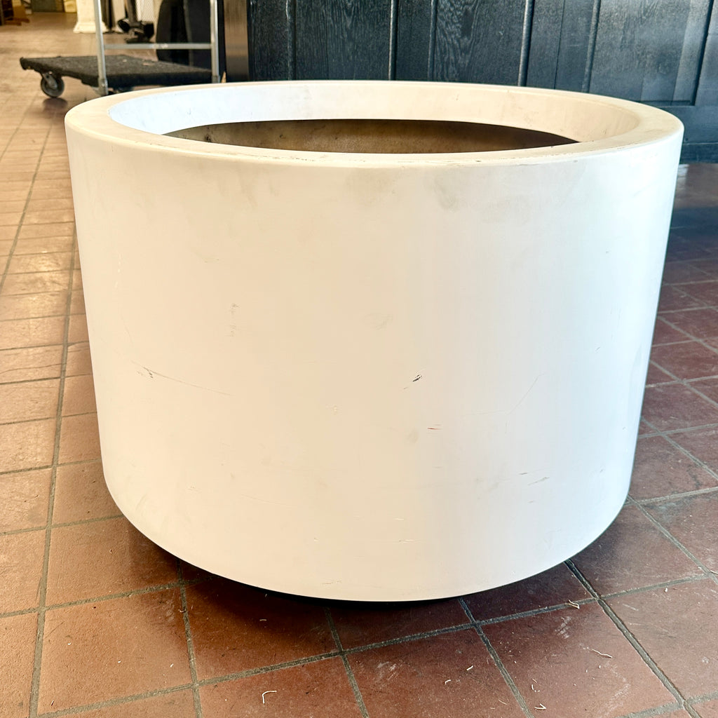 Large White Planter with Black Plinth