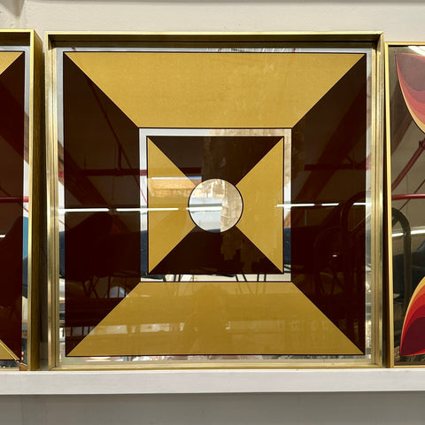 Yellow & Black Geometric Mirror Art