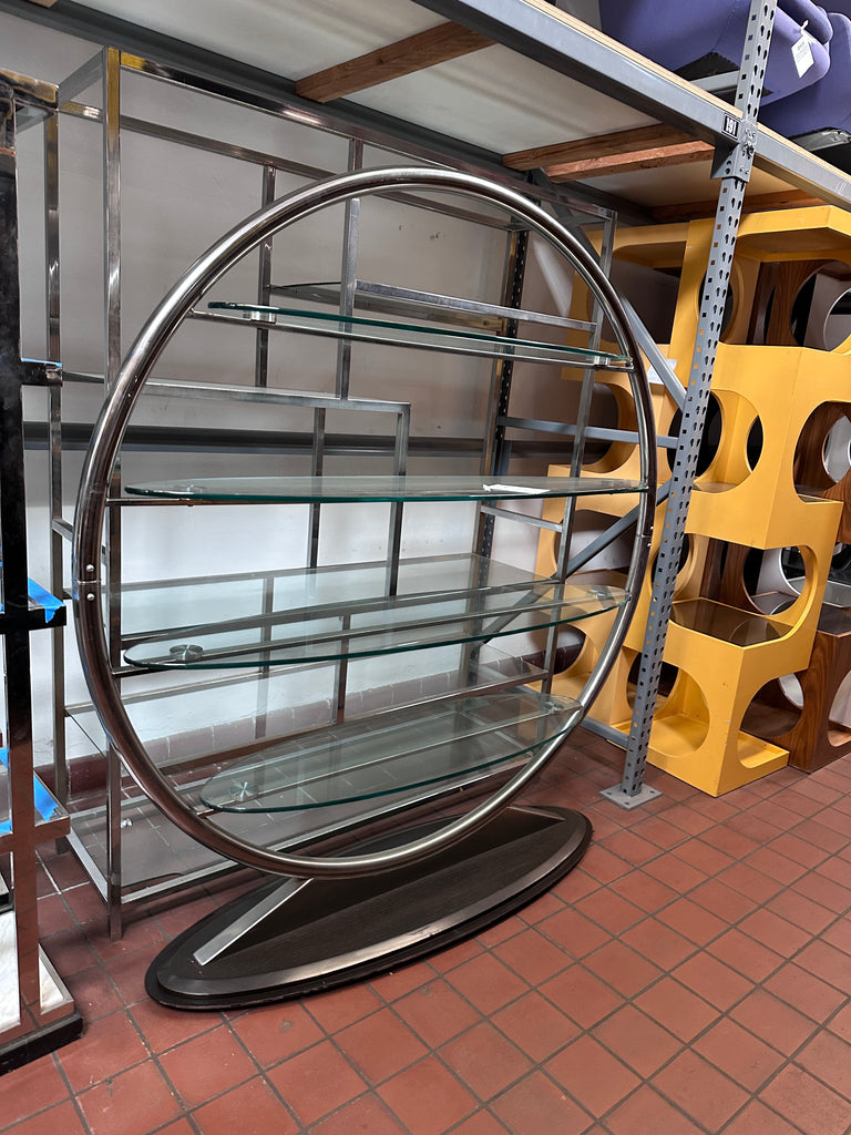 Chrome Circular Shelving Unit with Glass Shelves