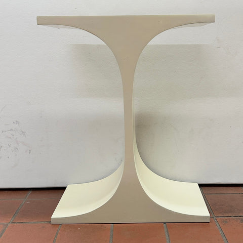 Beige Hourglass Pedestal Accent Table