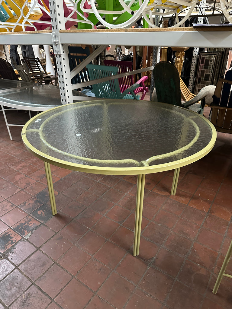Olive Green Glass Round Patio Table