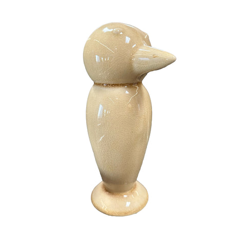 Tan Ceramic Bird Bank