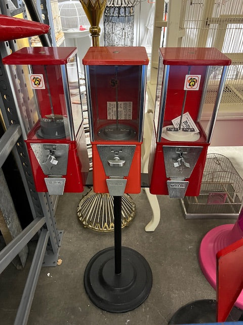 Red 3 Gumball Vending Machine