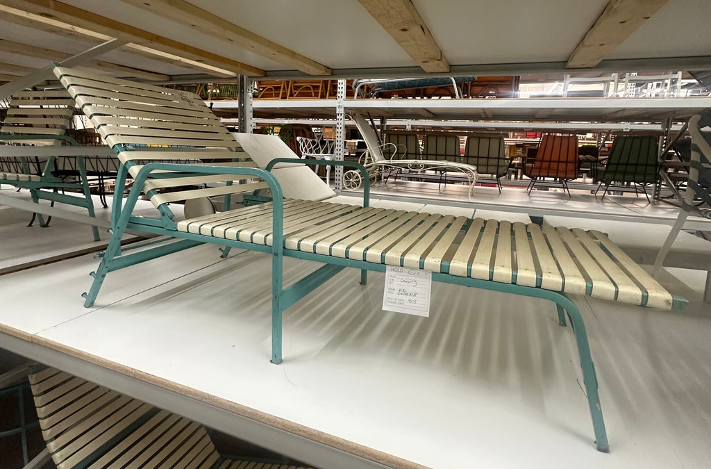 Outdoor Blue + White Strap Chaise