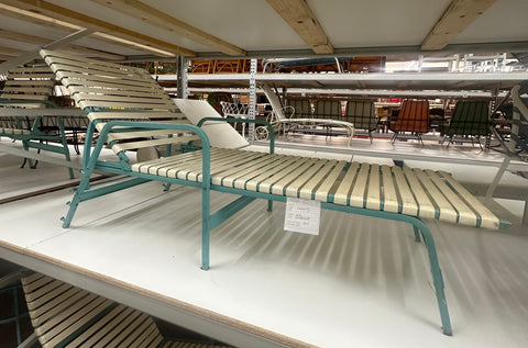 Outdoor Blue + White Strap Chaise