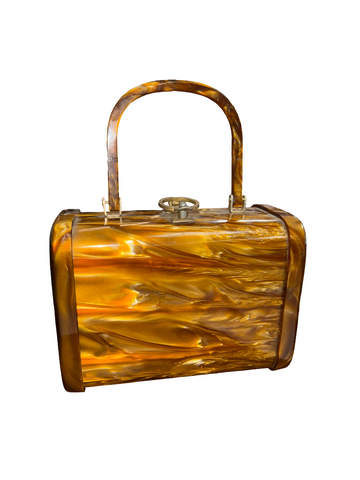 Gold Marbled Lucite Cosmetics Case