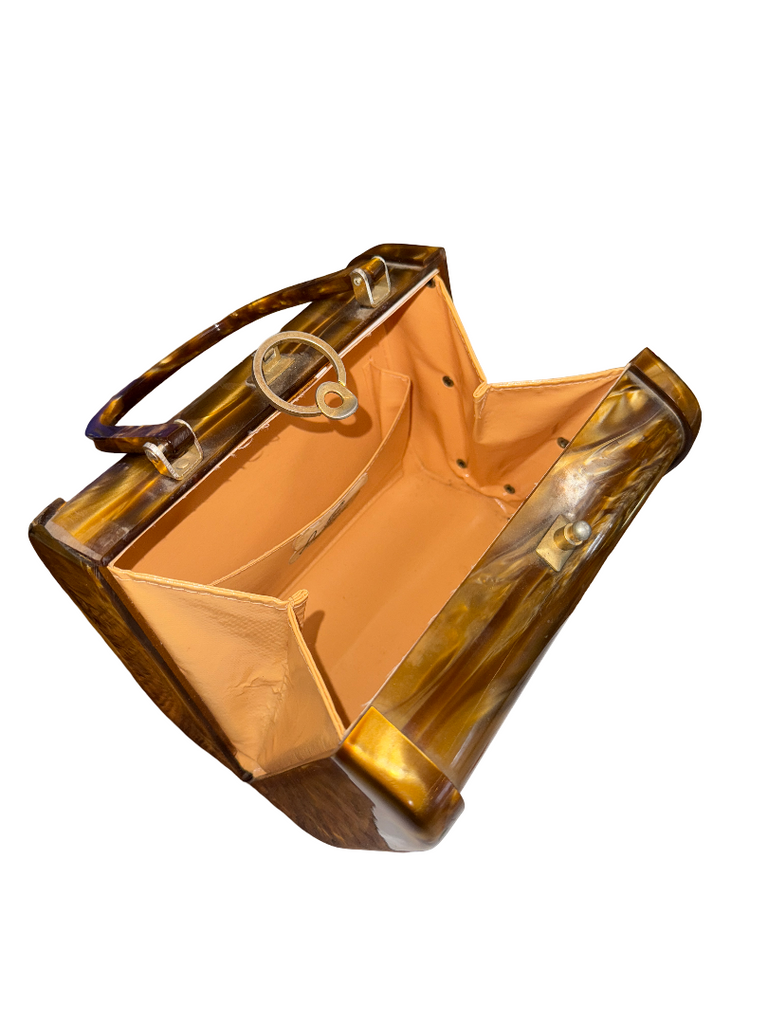 Gold Marbled Lucite Cosmetics Case