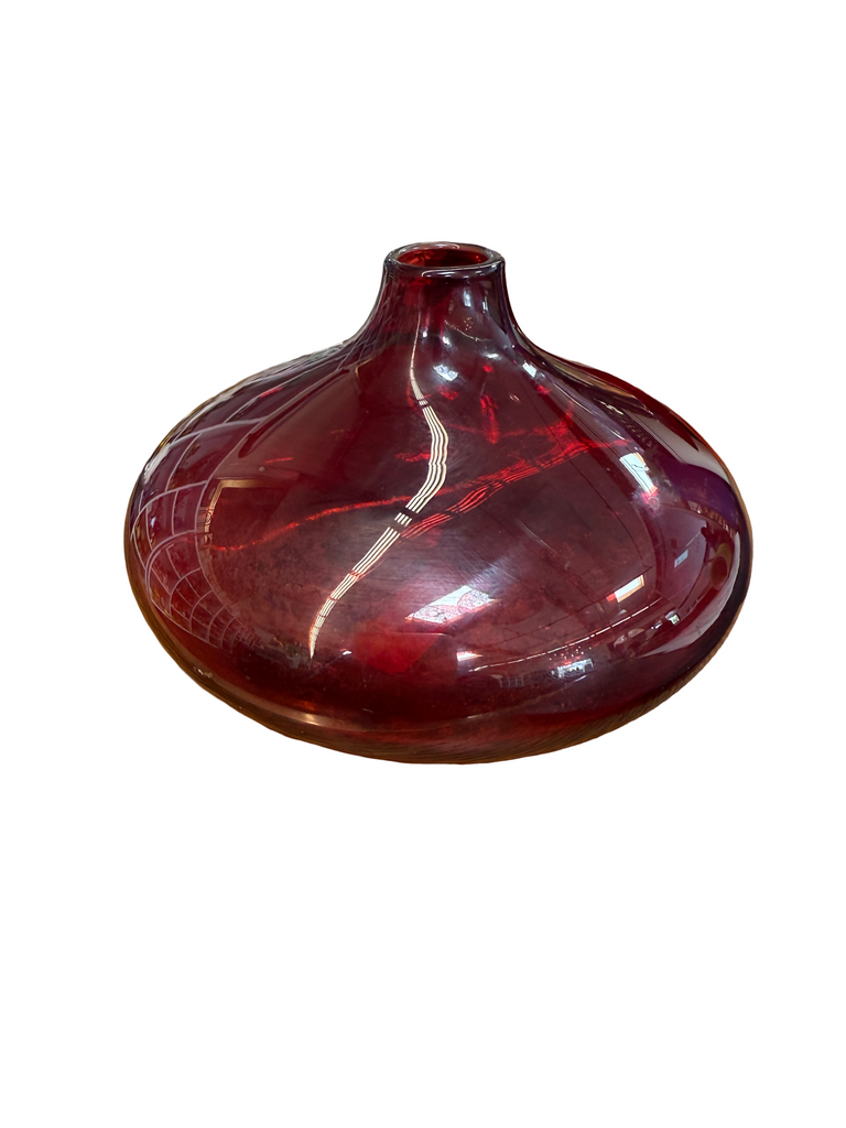 Short Red Clear Vase