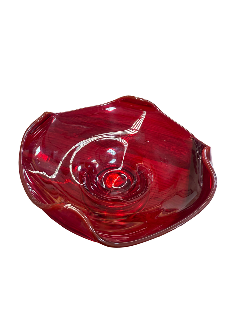 Red Glass Bowl Dish