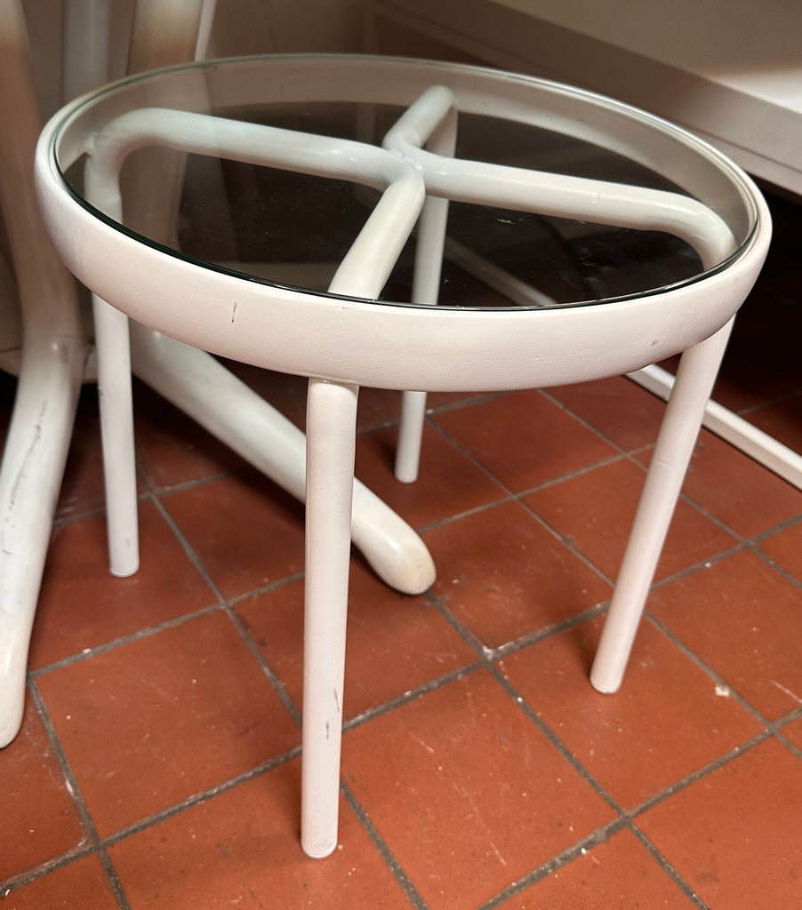 White Glass Top Side Table