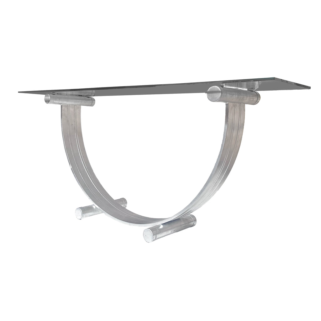 Curved Glass Top Console Table