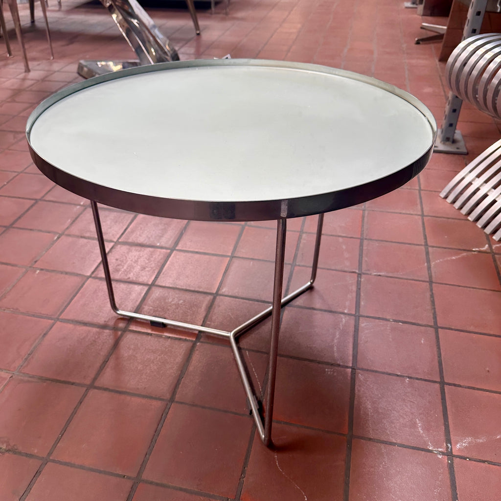 Frosted Glass Side Table with Chrome Frame