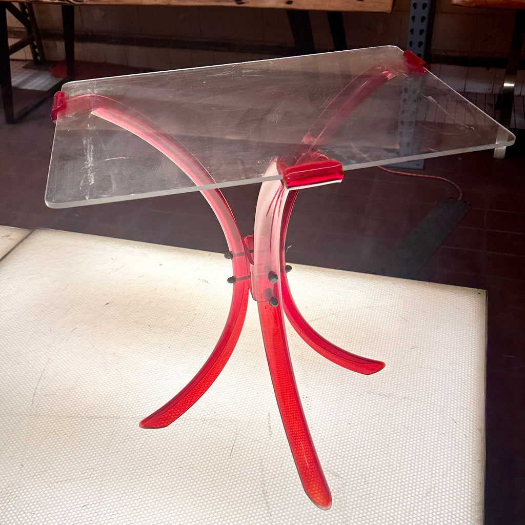 Red Acrylic Side Table
