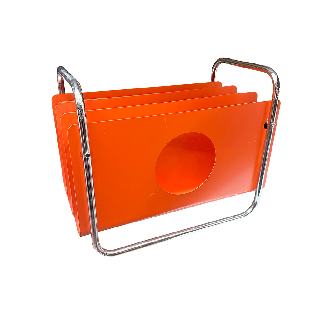 Orange + Chrome Vintage Magazine Holder