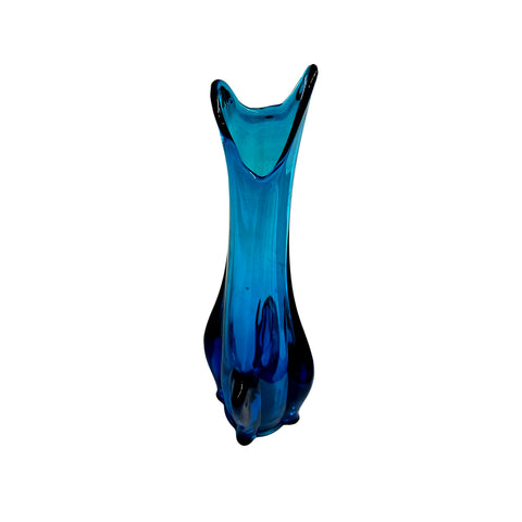 Blue Glass Vase with Bottom Detailing (A+D)