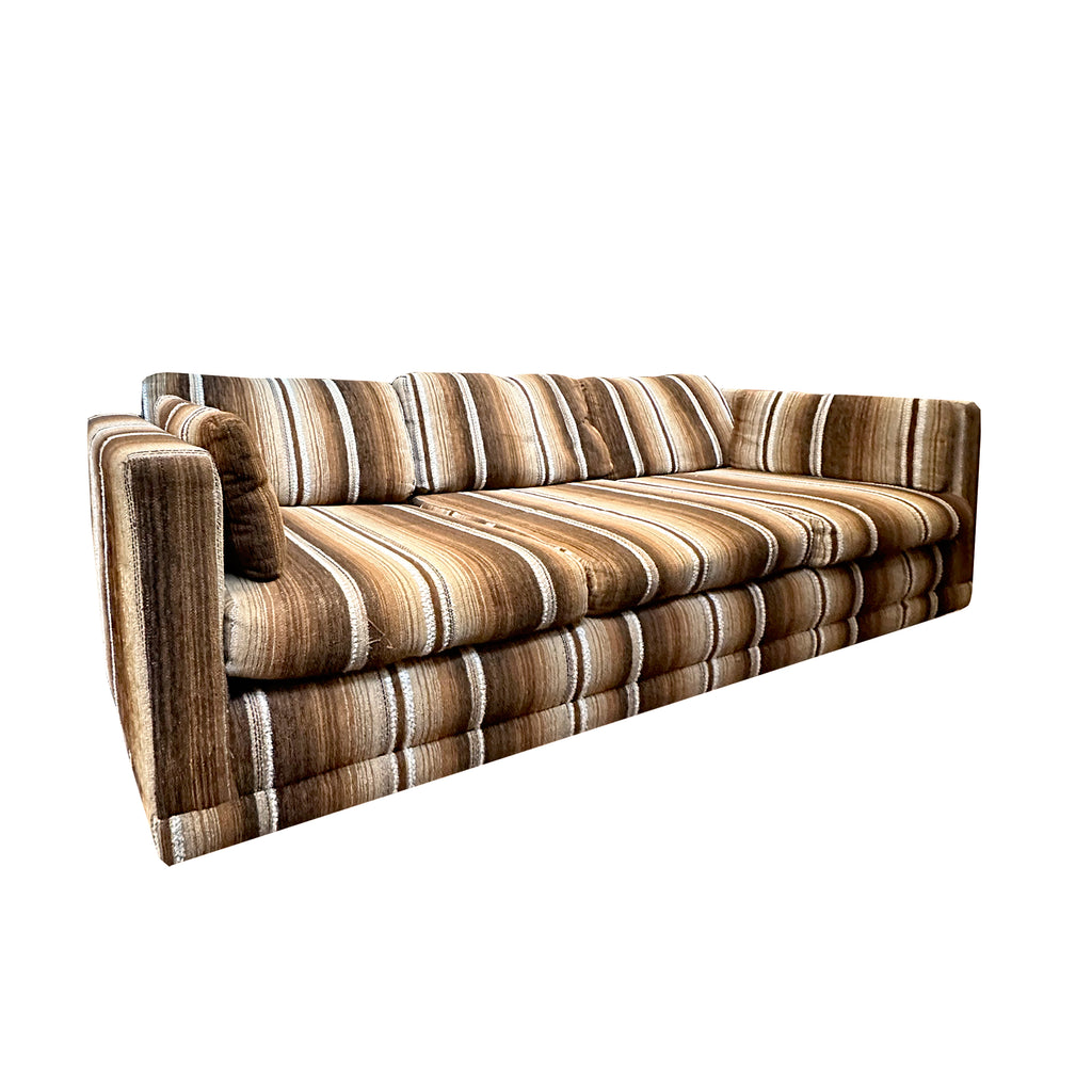 Brown And Tan 70s Striped Sofa