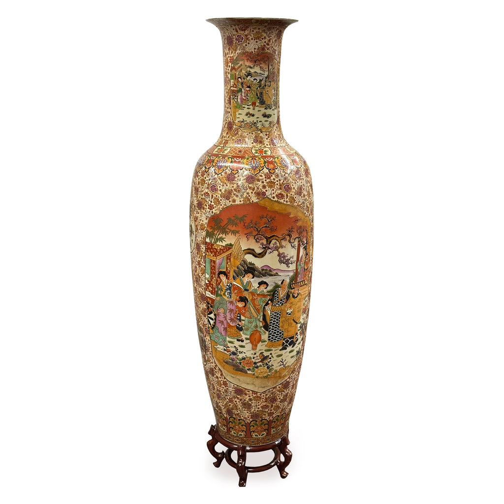 Large Ornate Standing Asian Vase (A+D)