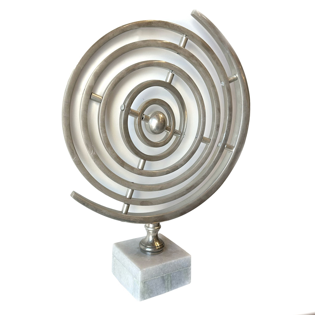 Chrome & Marble Orbit Armillary Tabletop Sculpture