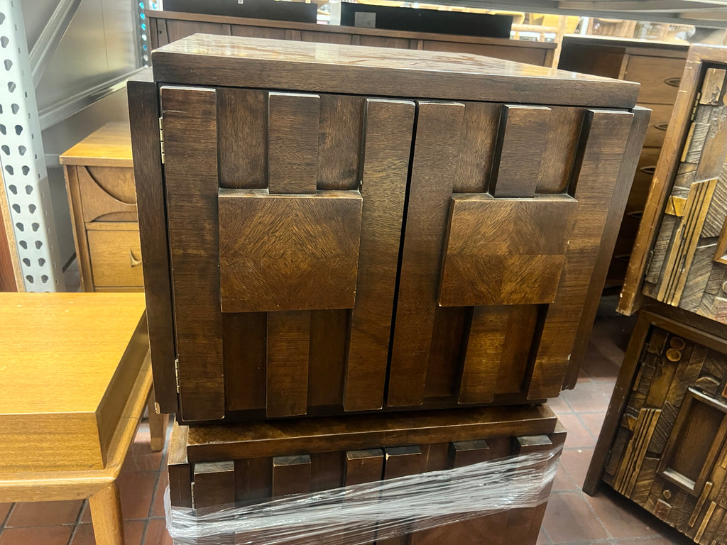 Brutalist Mid Century Walnut Nightstand