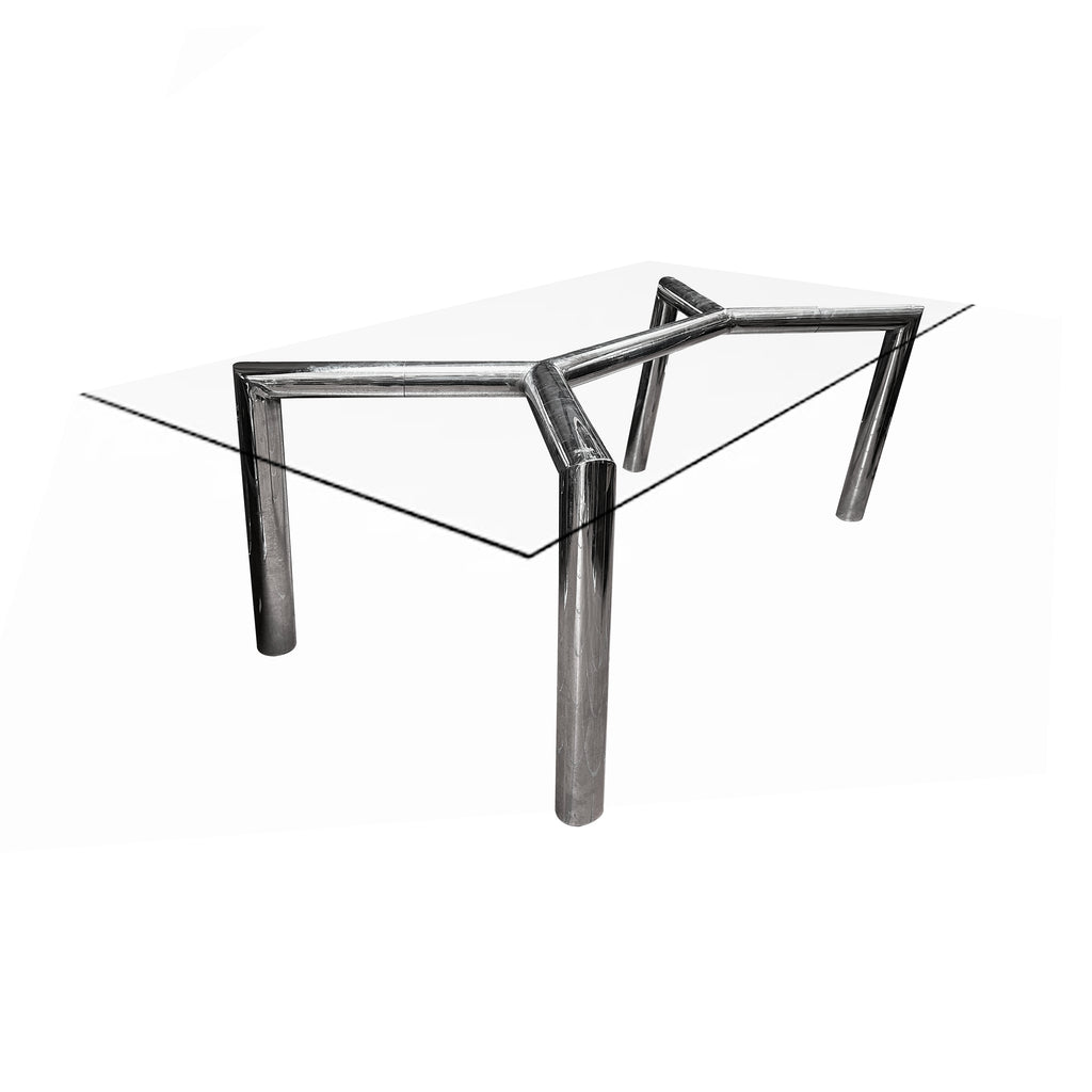 Glass Dining Table w/ Chrome Tube Legs