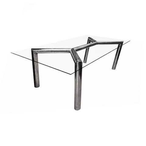 Glass Dining Table w/ Chrome Tube Legs