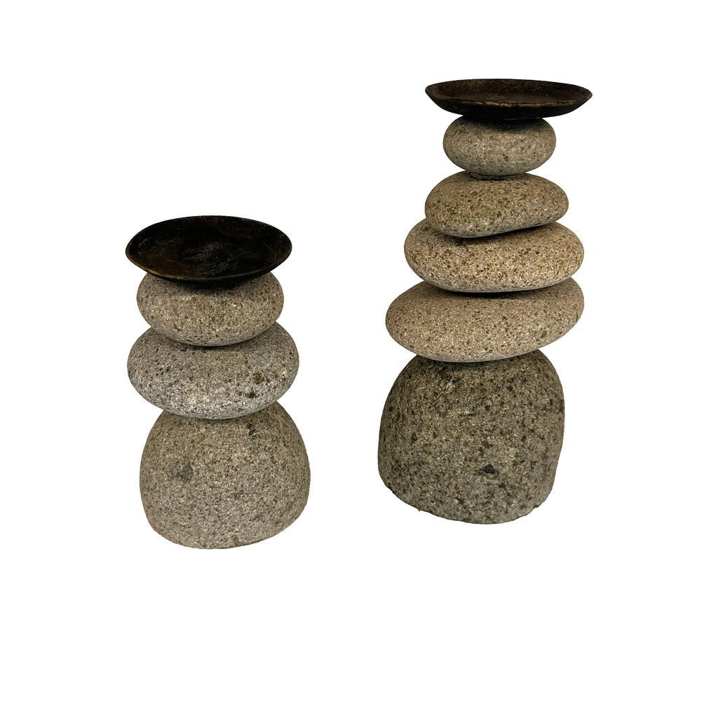 Stacked Stones Candle Holder Set