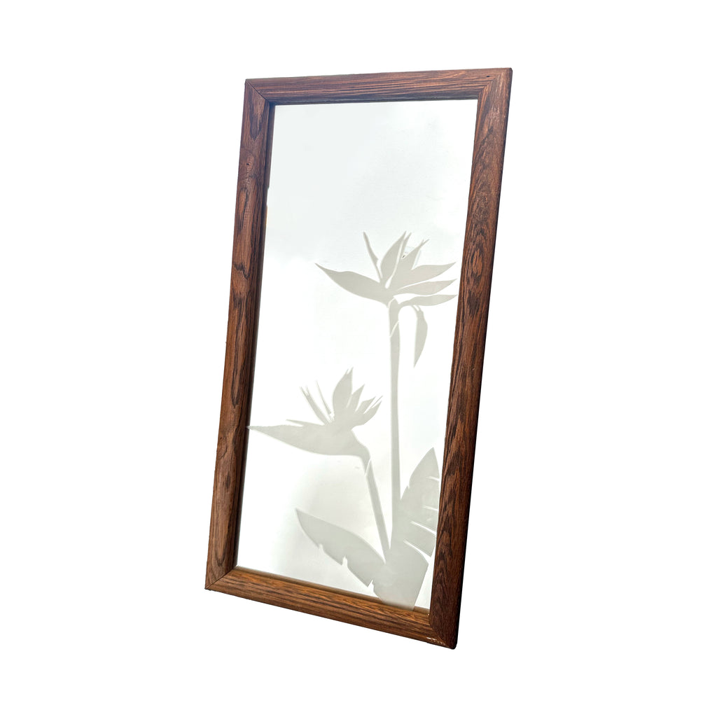 Small Wood Framed Frosted Leaf Mirror Right (A+D)