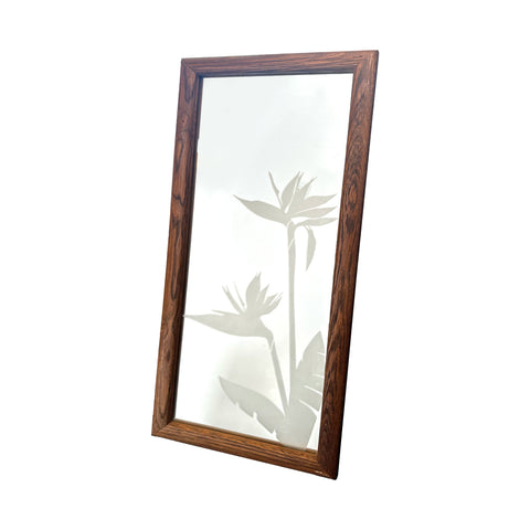 Small Wood Framed Frosted Leaf Mirror Right (A+D)