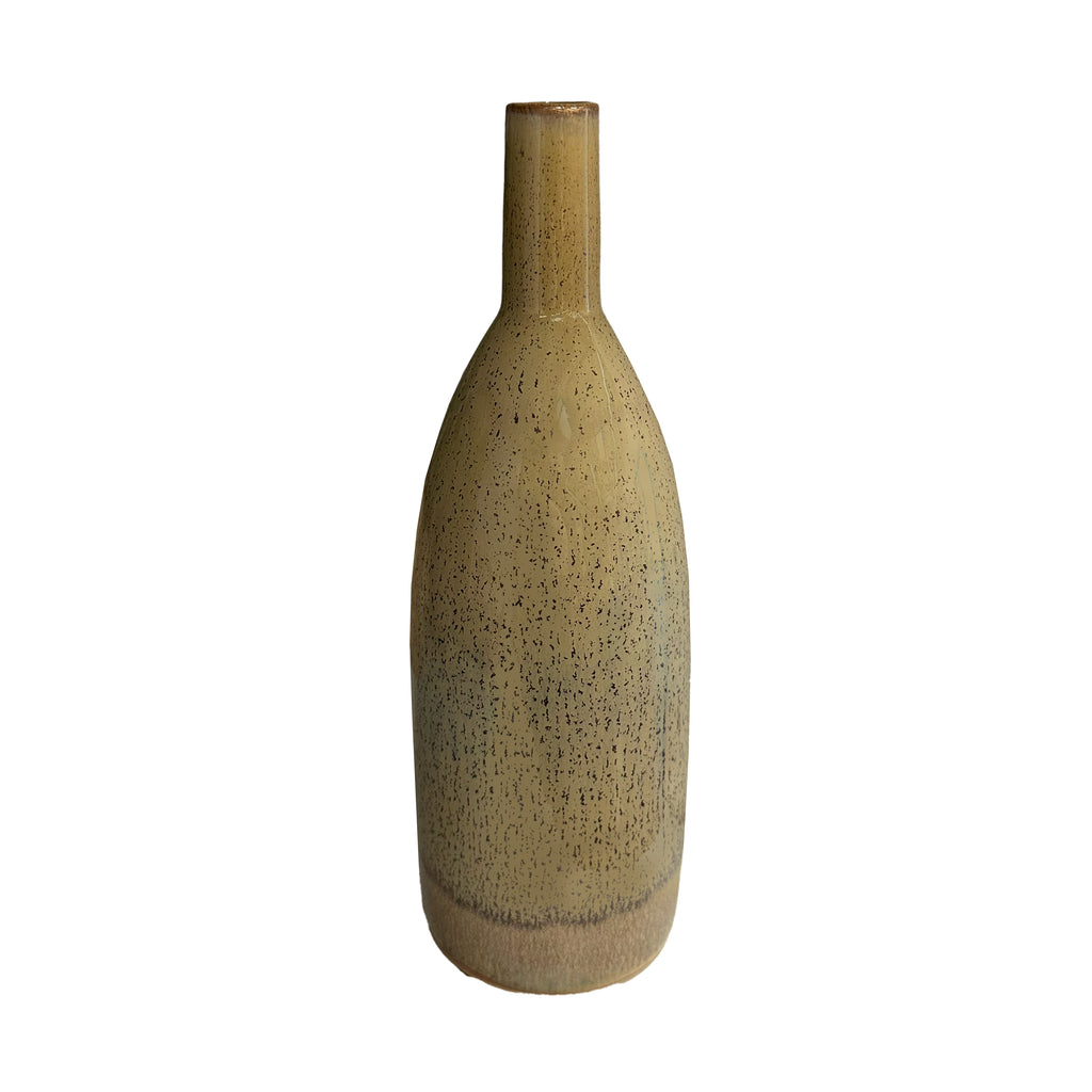 Tan / Olive Speckled Ceramic Vase (A+D)
