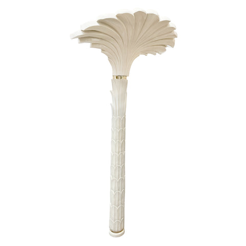 Cream Painted Palm Tree Torchiere Wall Sculpture Lamp