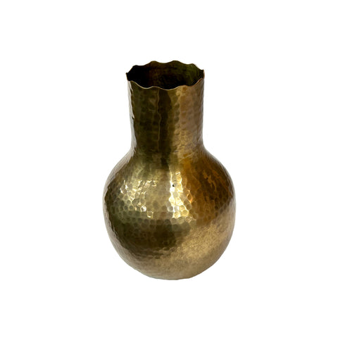 Gold Dimpled Vase Wave Neck