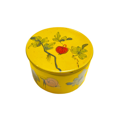 Round Yellow Ceramic Trinket Box