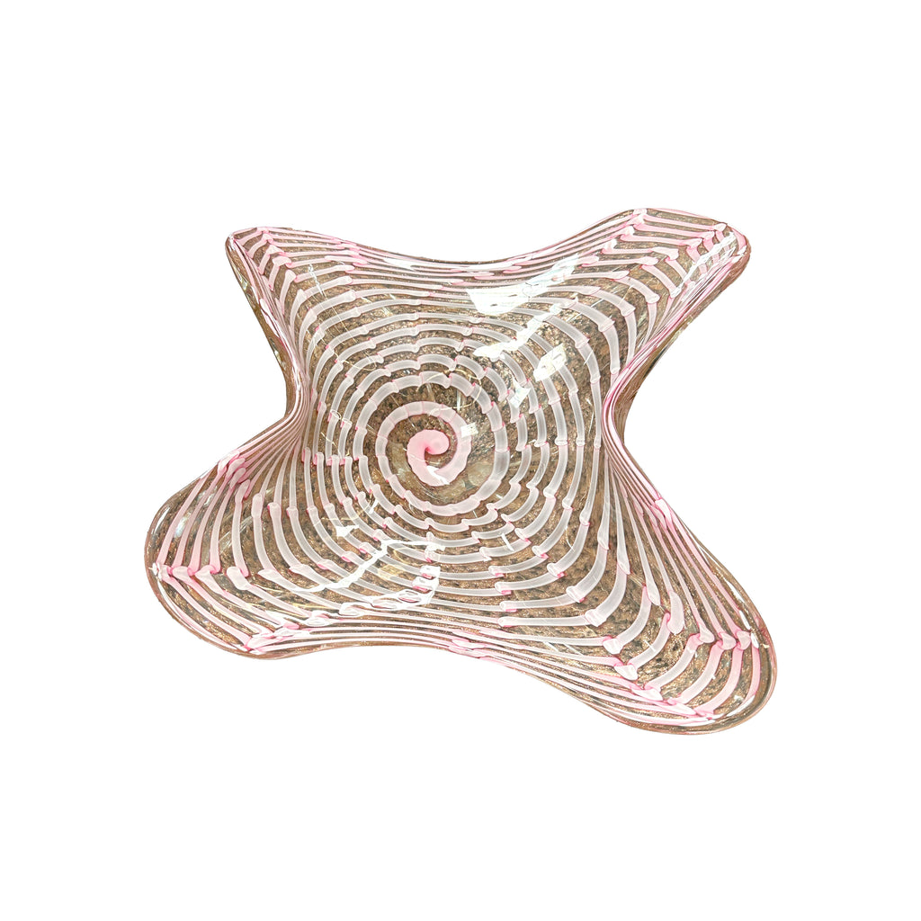 Pink Glass Wave Candy Dish