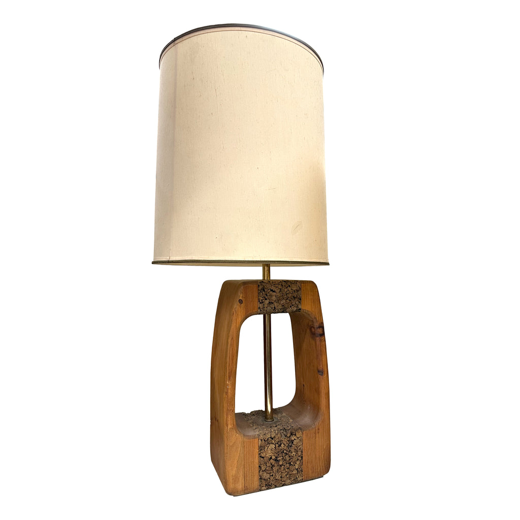 Cork Wood Cut Out Table Lamp