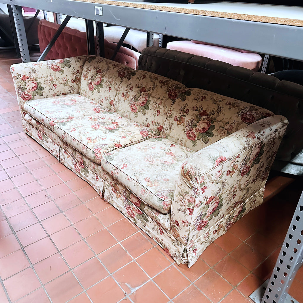 Vintage Cream Floral Sofa