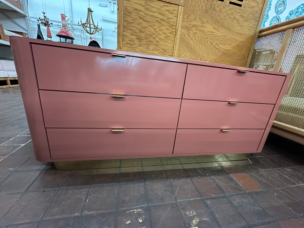 Blush Pink Dresser w/ Brass Trim