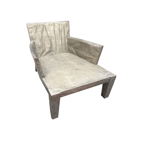 Hammered Metal Plated Sculptural Lounge Chair