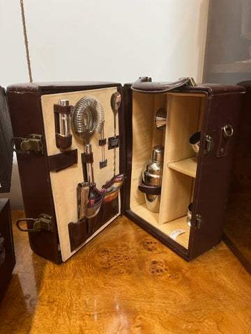 Brown Leather Barware Kit Carrying Case
