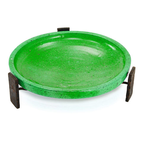 Lime Green Wide Ceramic Dish and Stand