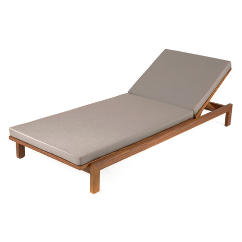 Outdoor Chaise Lounger with Wood Base