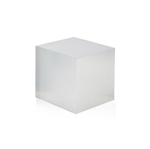 Small Brushed Metal Pedestal Cube