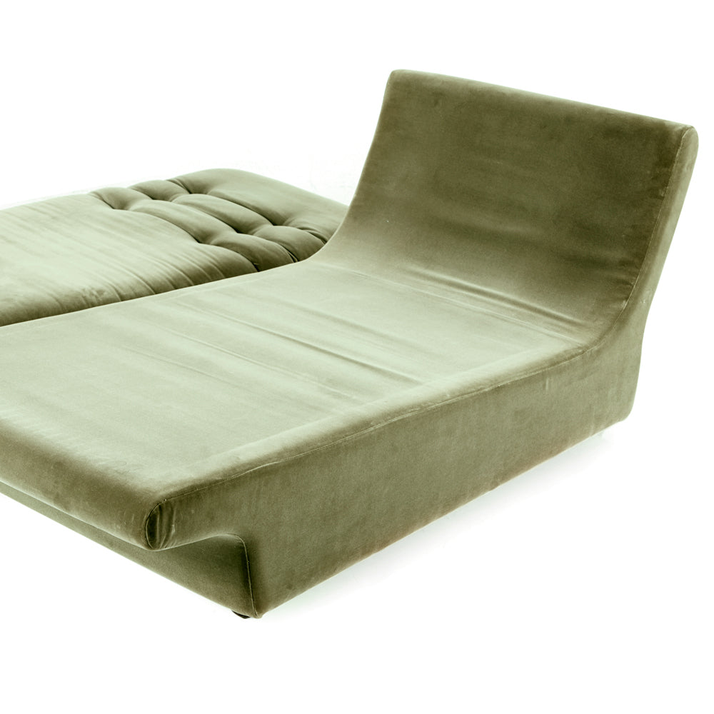 Olive Green Velour Chaise Lounger