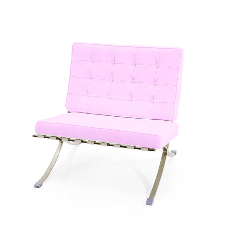 Pink Leather Barcelona Lounge Chair